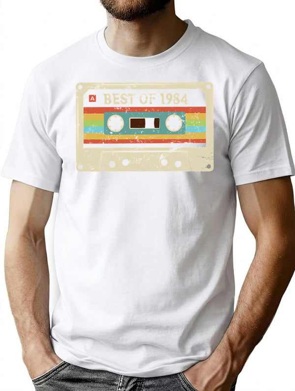 Best Of 1984 41 Year Old Funny Vintage Cassette T-Shirt 41St Birthday Gift For Men Women T-Shirt for Men & Women, T-Shirts Graphic Tee - White
