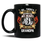 Best Proud Granddaughter Grandpa Fist Bump Mug Black Coffee Mug
