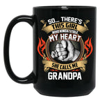 Best Proud Granddaughter Grandpa Fist Bump Mug Black Coffee Mug