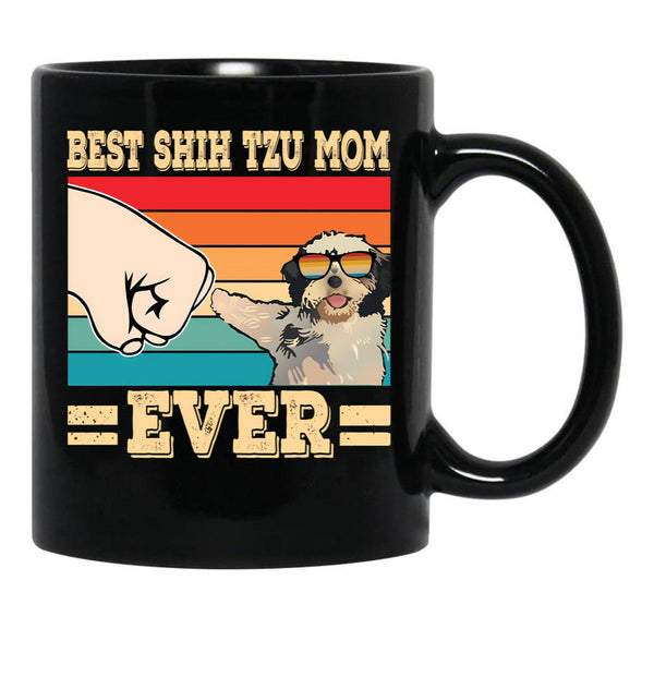 Best Pug Shih Tzu Mom Ever Black Coffee Mug, Gift Coffee Mug - Black