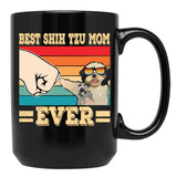 Best Pug Shih Tzu Mom Ever Black Coffee Mug, Gift Coffee Mug