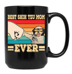 Best Pug Shih Tzu Mom Ever Black Coffee Mug, Gift Coffee Mug
