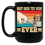 Best Pug Shih Tzu Mom Ever Black Coffee Mug, Gift Coffee Mug