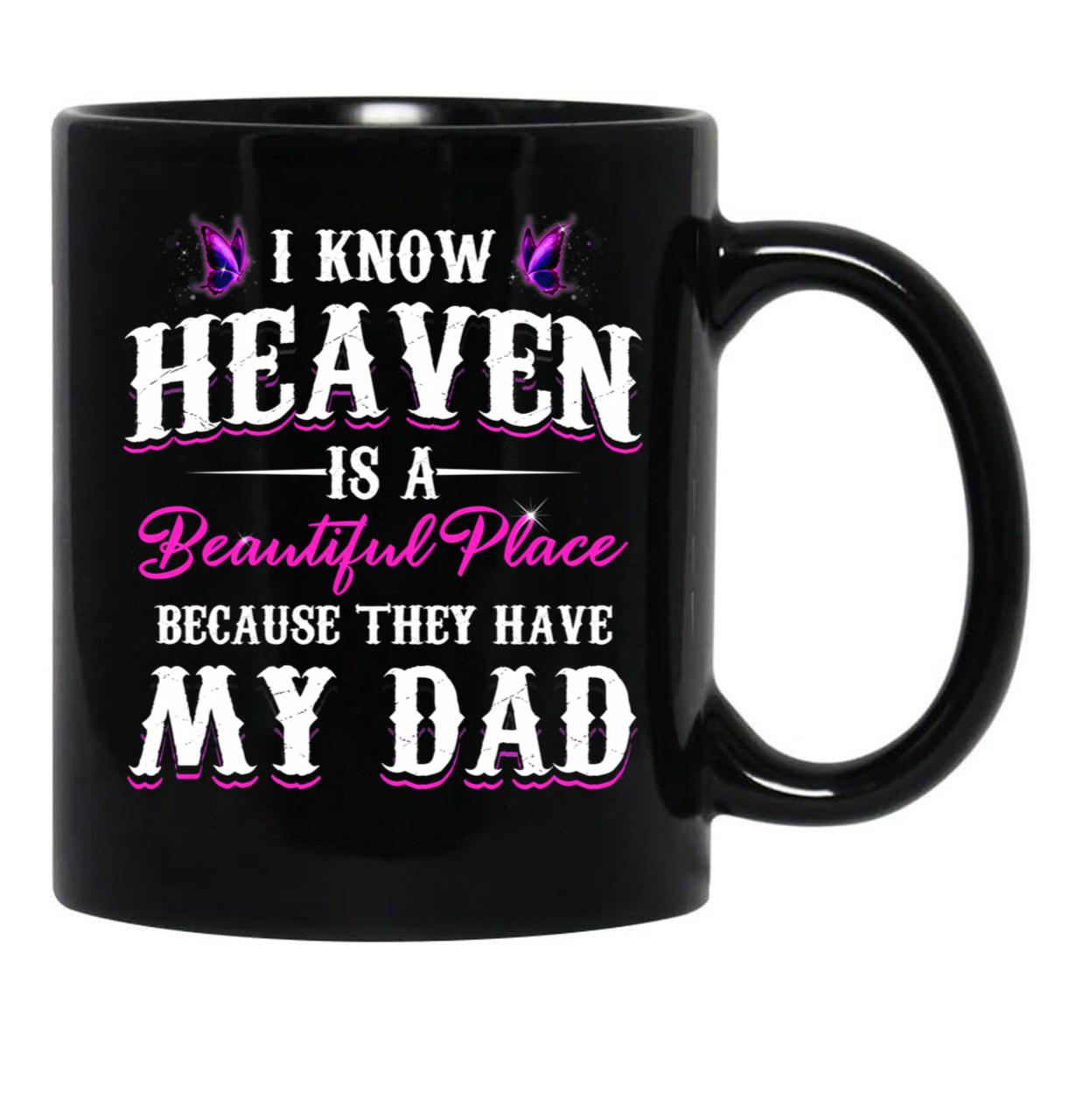 Best Remembrance Dad In Heaven Daughter Mug Family Memorial Quote Mug Black Coffee Mug - Black