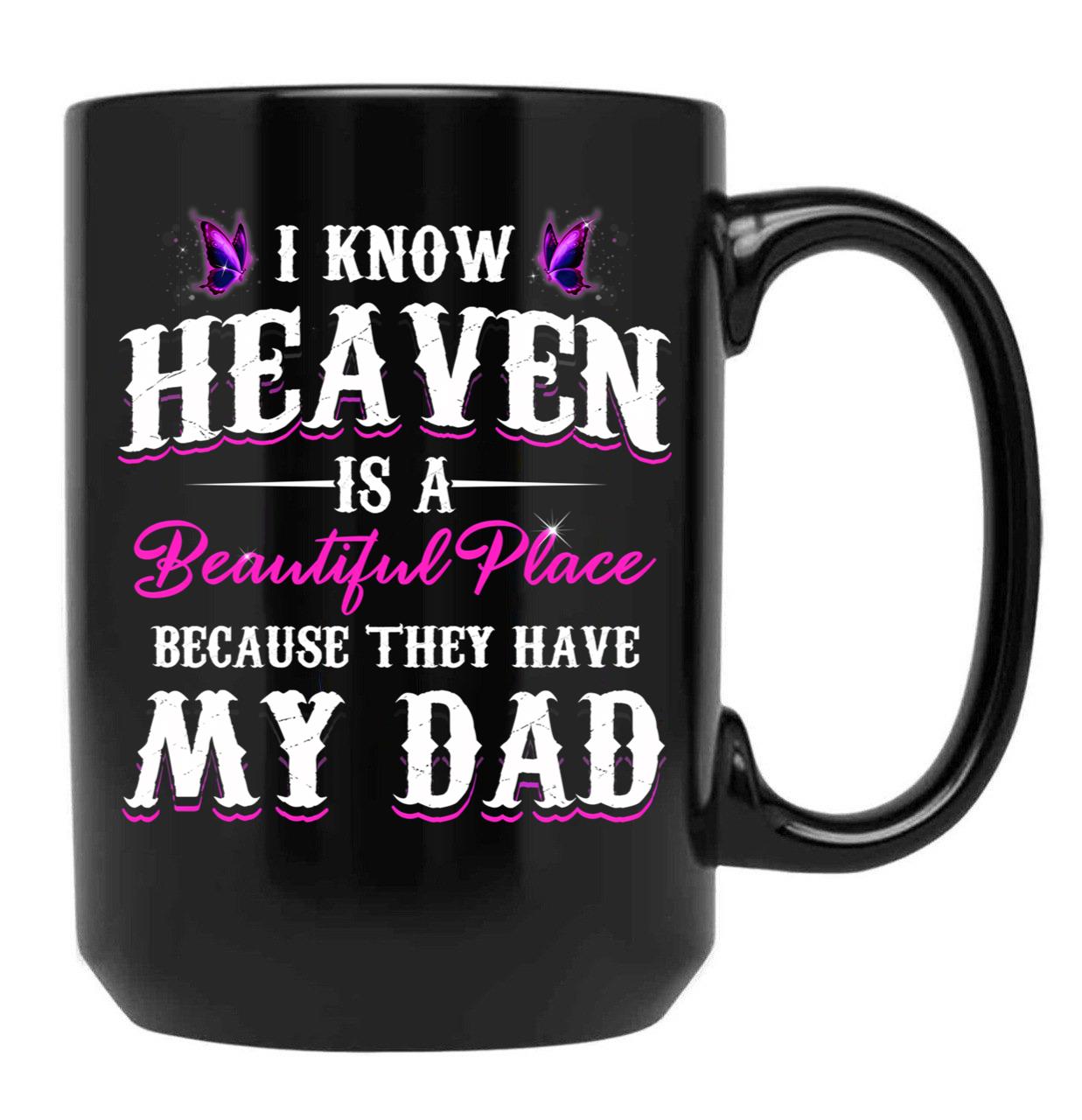 Best Remembrance Dad In Heaven Daughter Mug Family Memorial Quote Mug Black Coffee Mug - Black