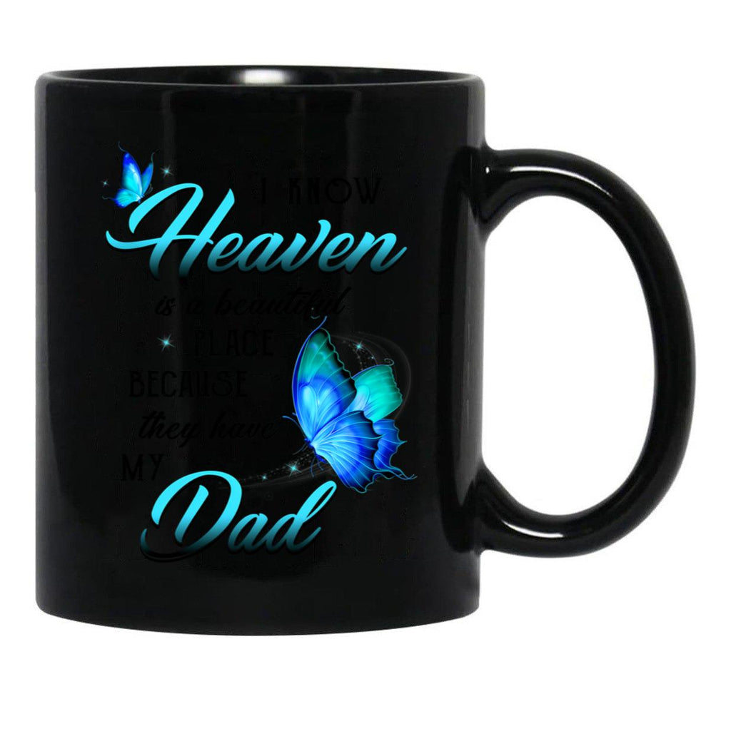 Best Remembrance Family Angel Dad In Heaven Mug Daughter Son Memorial Daddy Mug Black Coffee Mug - Black