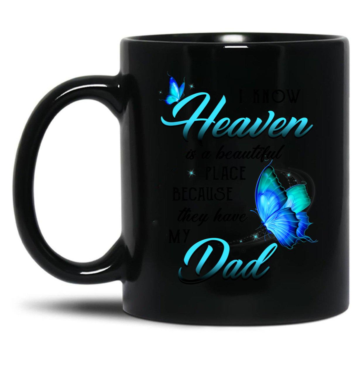 Best Remembrance Family Angel Dad In Heaven Mug Daughter Son Memorial Daddy Mug Black Coffee Mug