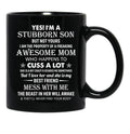 Best Stubborn Son Of Awesome Mom Birthday Mug Family Graduation Mothers Day Mug Black Coffee Mug - Black