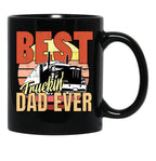 Best Truckin Dad Ever Vintage For Truck Driver Black Coffee Mug, Gift Coffee Mug - Black