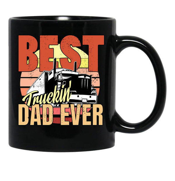 Best Truckin Dad Ever Vintage For Truck Driver Black Coffee Mug, Gift Coffee Mug - Black