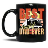 Best Truckin Dad Ever Vintage For Truck Driver Black Coffee Mug, Gift Coffee Mug - Black