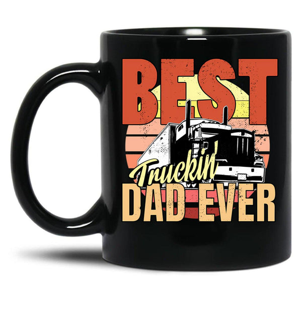 Best Truckin Dad Ever Vintage For Truck Driver Black Coffee Mug, Gift Coffee Mug - Black