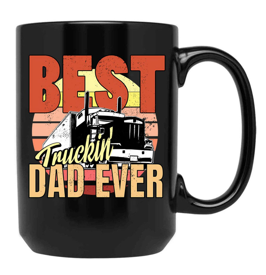 Best Truckin Dad Ever Vintage For Truck Driver Black Coffee Mug, Gift Coffee Mug