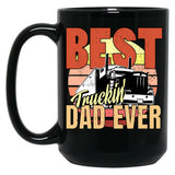 Best Truckin Dad Ever Vintage For Truck Driver Black Coffee Mug, Gift Coffee Mug