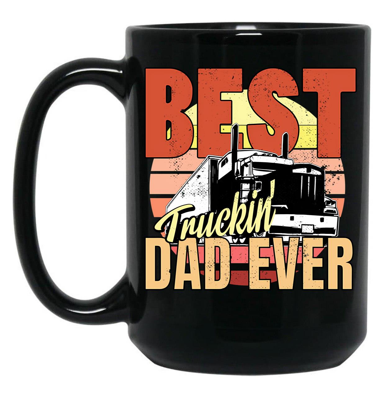Best Truckin Dad Ever Vintage For Truck Driver Black Coffee Mug, Gift Coffee Mug