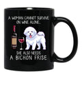 Bichon Frise And Wine Funny Dog Black Coffee Mug, Gift Coffee Mug - Black