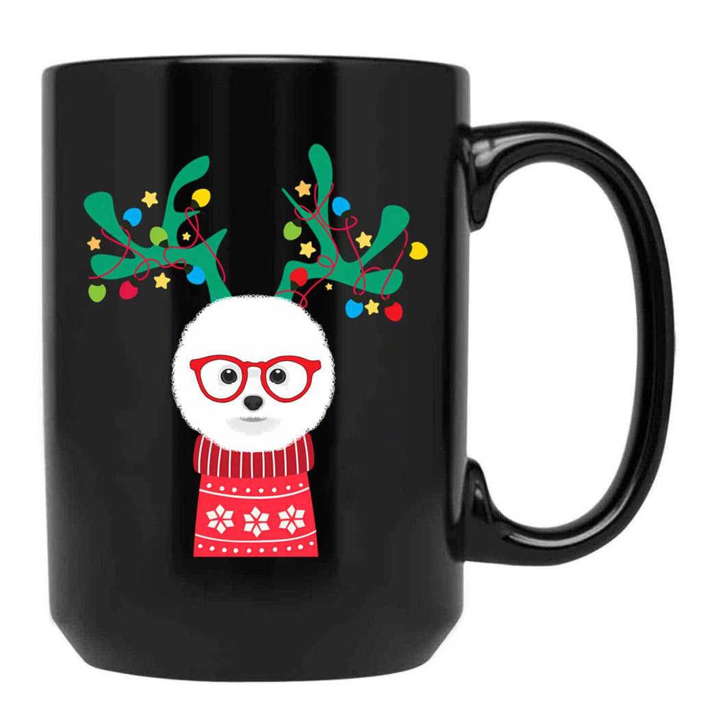 Bichon Frise Funny Holiday Xmas Christmas Black Coffee Mug, Gift Coffee Mug
