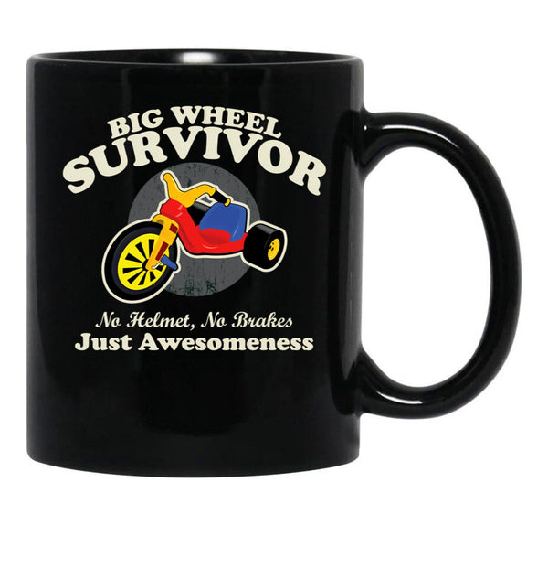 Big Wheel Survivor Black Coffee Mug, Gift Coffee Mug - Black