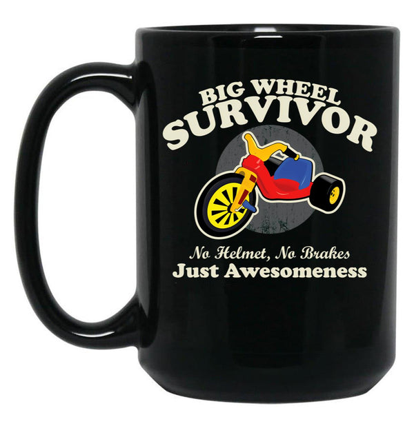 Big Wheel Survivor Black Coffee Mug, Gift Coffee Mug - Black