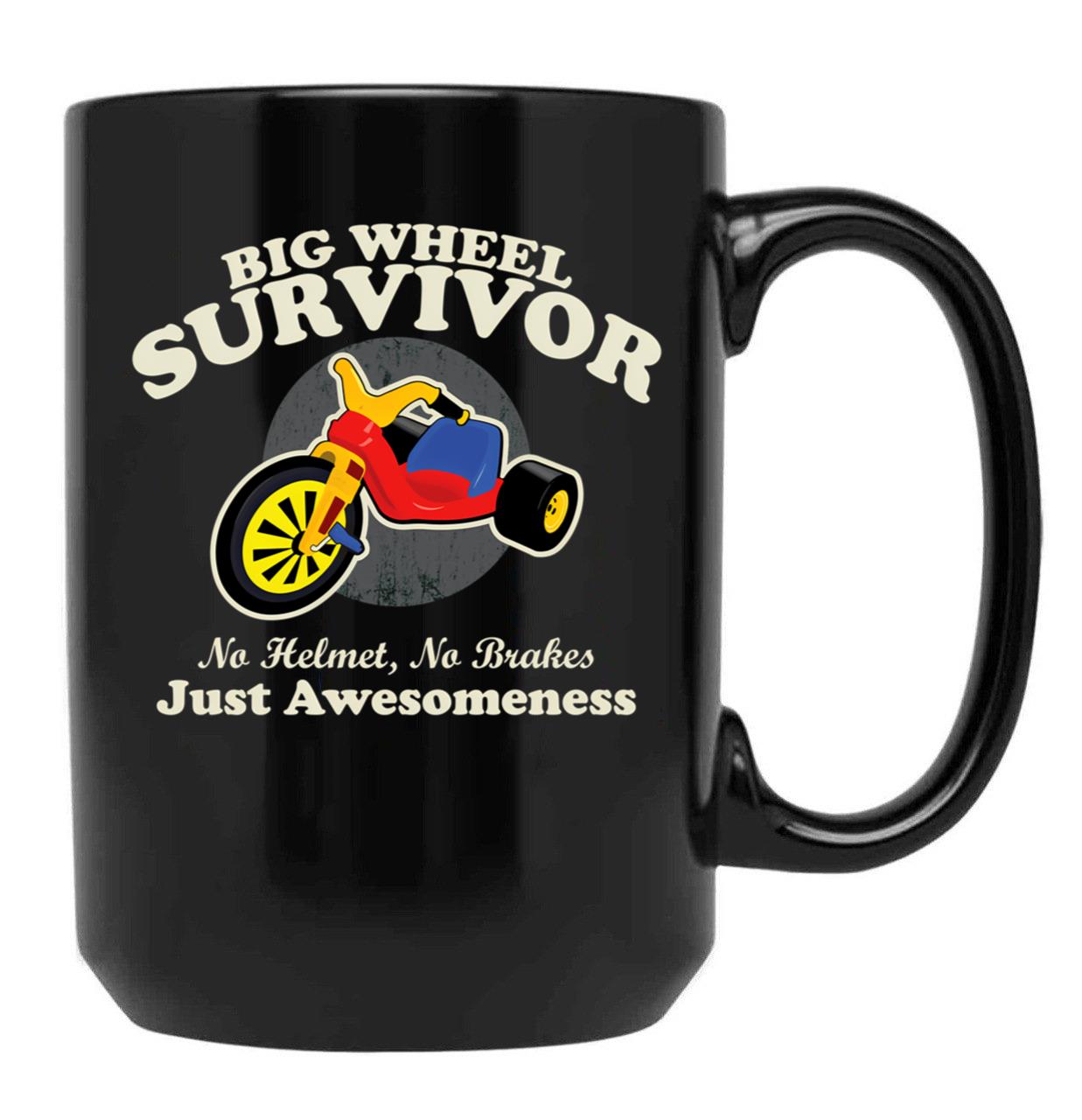 Big Wheel Survivor Black Coffee Mug, Gift Coffee Mug