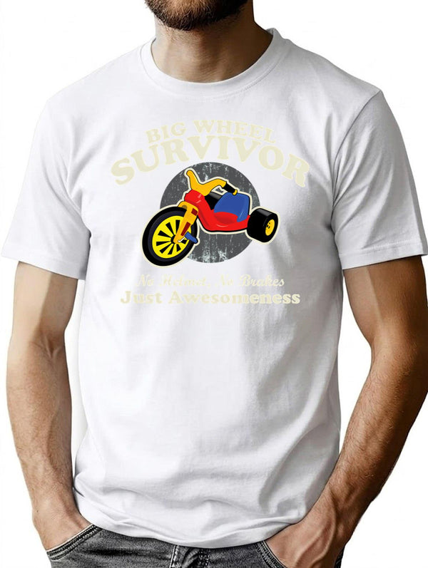 Big Wheel Survivor Premium Heavyweight Cotton T-Shirt - White