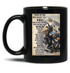 Biker While On This Ride Called Life Poster Black Coffee Mug