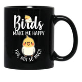 Birds Make Me Happy Black Coffee Mug, Gift Coffee Mug - Black