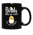 Birds Make Me Happy Black Coffee Mug, Gift Coffee Mug - Black