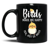Birds Make Me Happy Black Coffee Mug, Gift Coffee Mug - Black