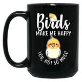 Birds Make Me Happy Black Coffee Mug, Gift Coffee Mug