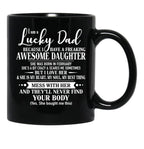 Birthday Lucky Dad February Black Coffee Mug - Black