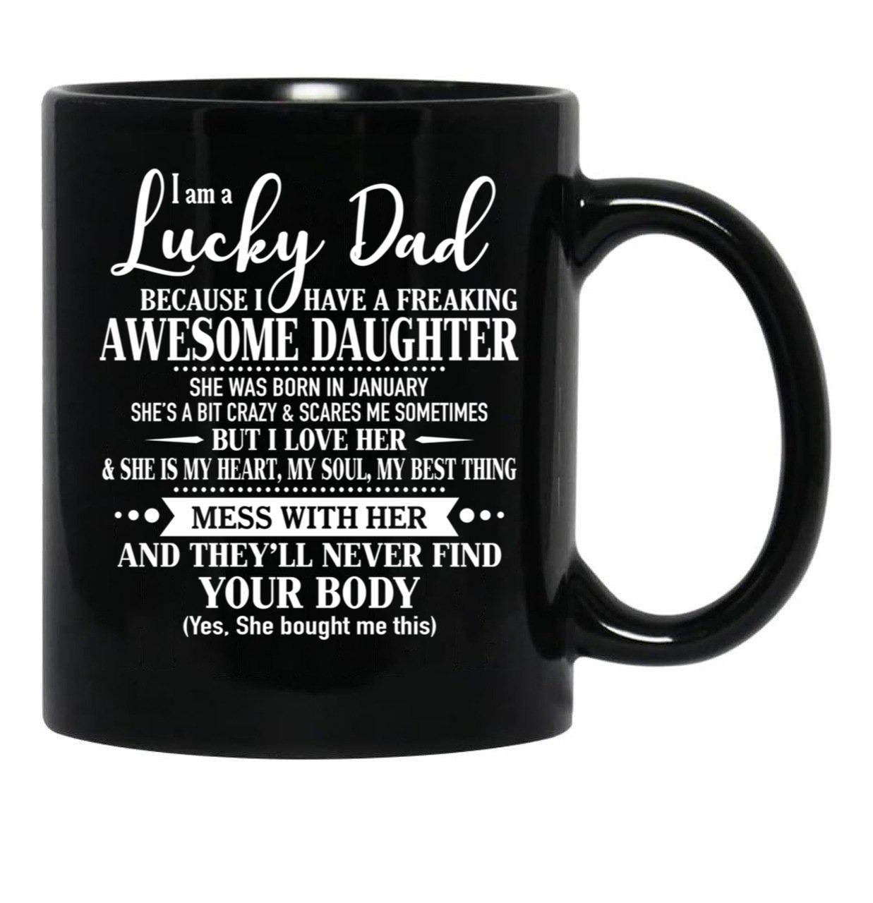 Birthday Lucky Dad January Black Coffee Mug - Black