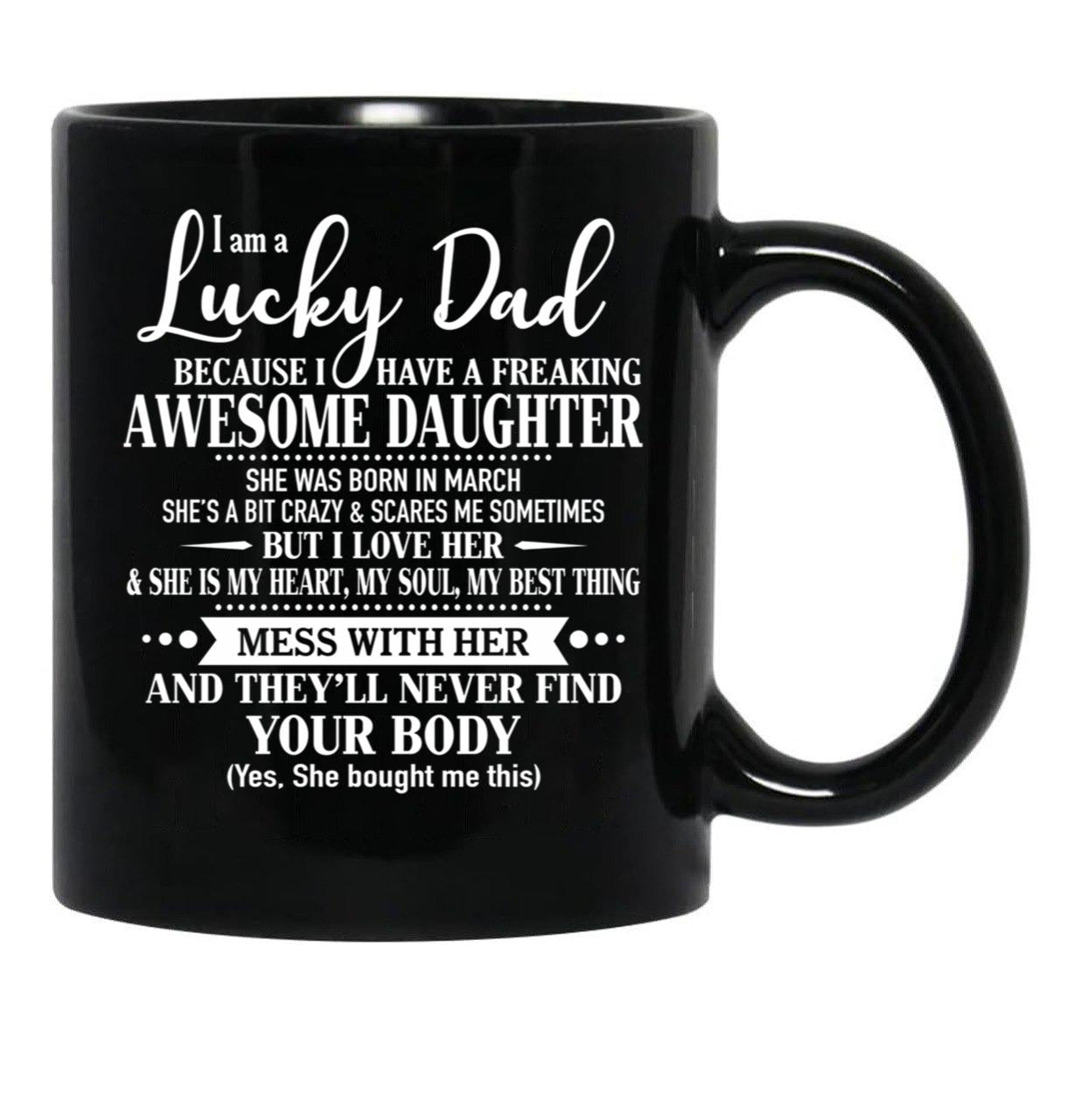 Birthday Lucky Dad March Black Coffee Mug - Black