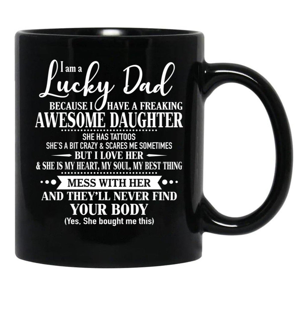 Birthday Lucky Dad Tattoos Black Coffee Mug - Black