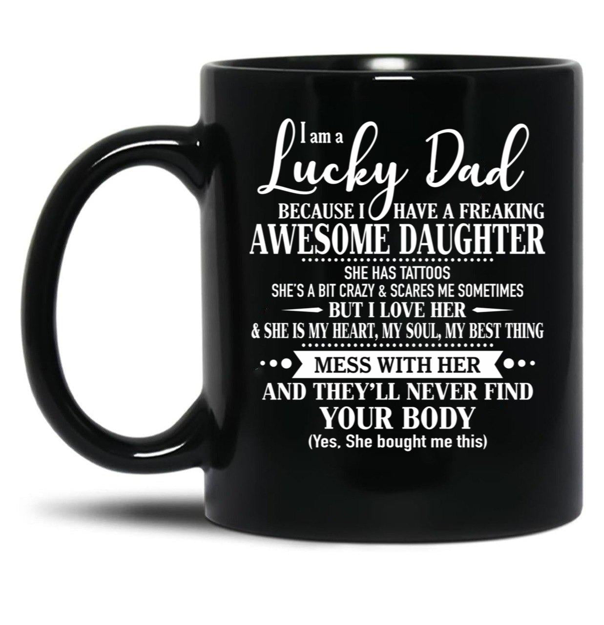 Birthday Lucky Dad Tattoos Black Coffee Mug