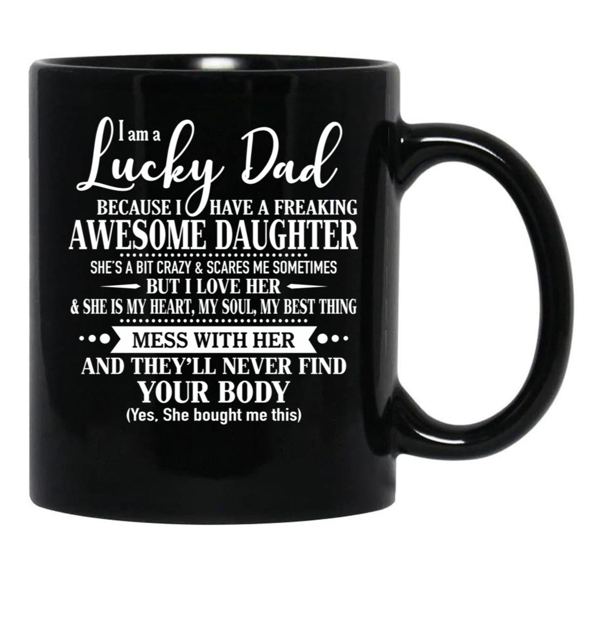 Birthday Lucky Dad Black Coffee Mug - Black