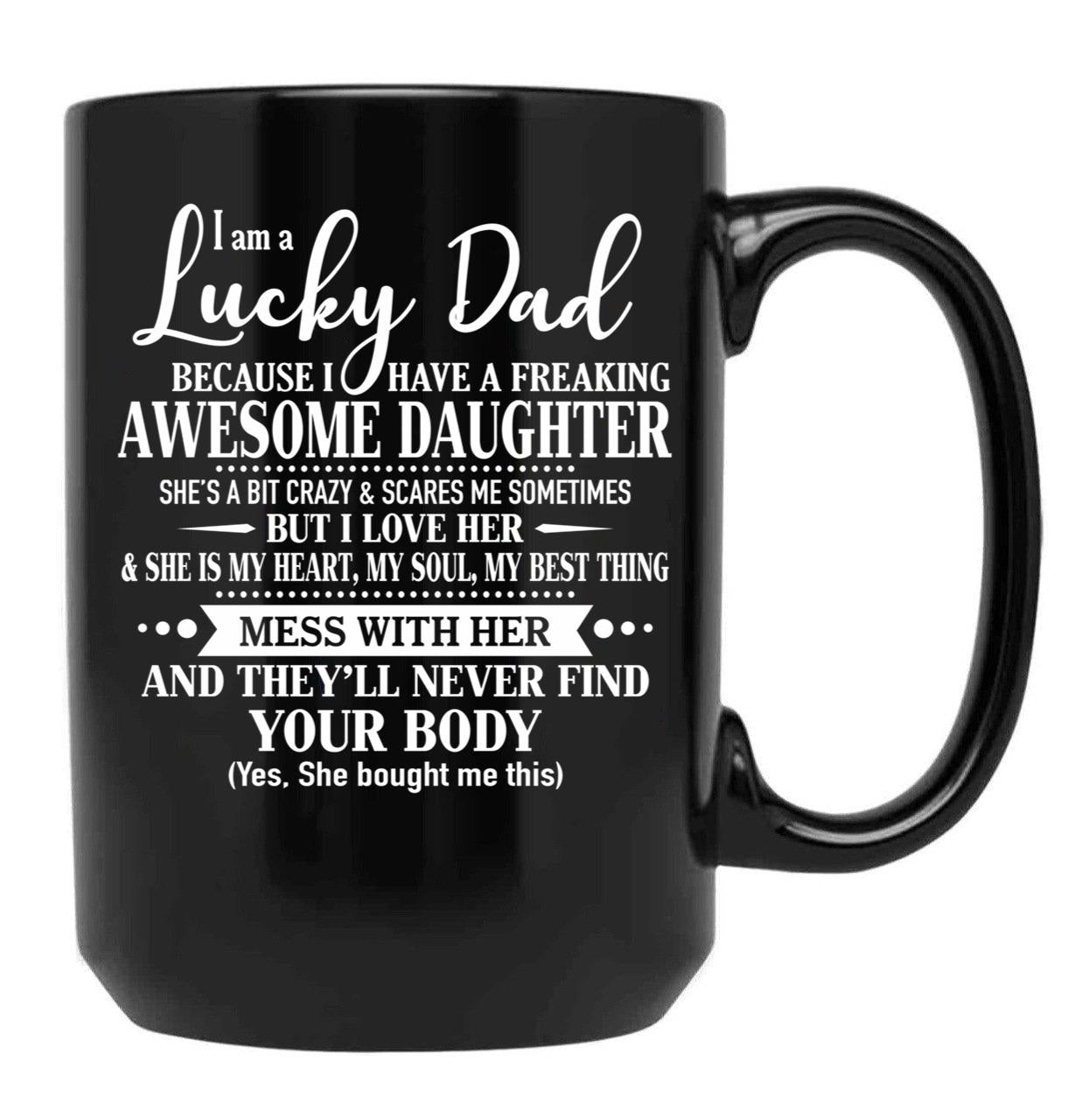 Birthday Lucky Dad Black Coffee Mug - Black
