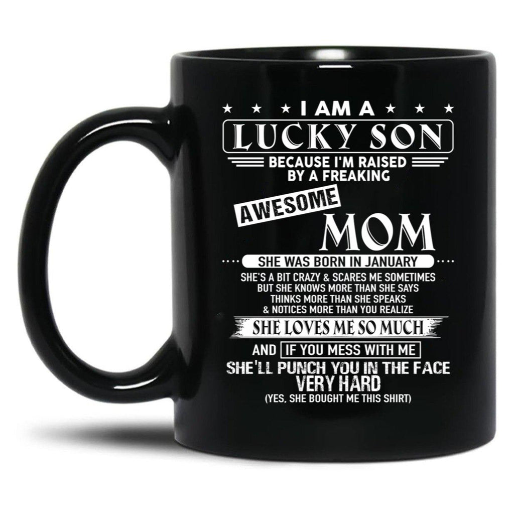 Birthday Mom Born In January Black Coffee Mug