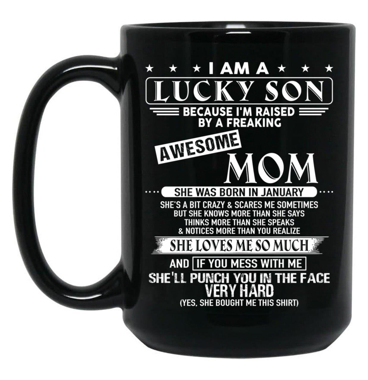 Birthday Mom Born In January Black Coffee Mug