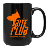 Bite Club - Cool German Shepherd (Distressed) Black Coffee Mug, Gift Coffee Mug