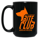 Bite Club - Cool German Shepherd (Distressed) Black Coffee Mug, Gift Coffee Mug