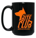 Bite Club - Cool German Shepherd (Distressed) Black Coffee Mug, Gift Coffee Mug