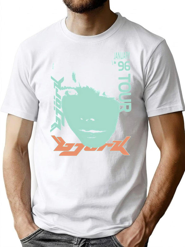 Bjork 1996 January Tour (Mint Light Melon) T-Shirt for Men & Women, T-Shirts Graphic Tee - White