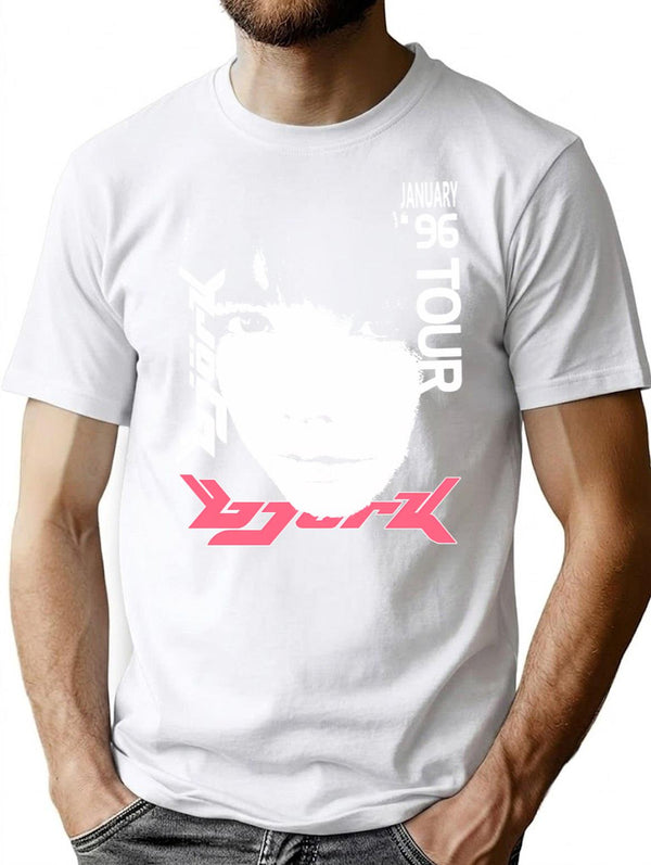Bjork 1996 January Tour T-Shirt for Men & Women, T-Shirts Graphic Tee - White