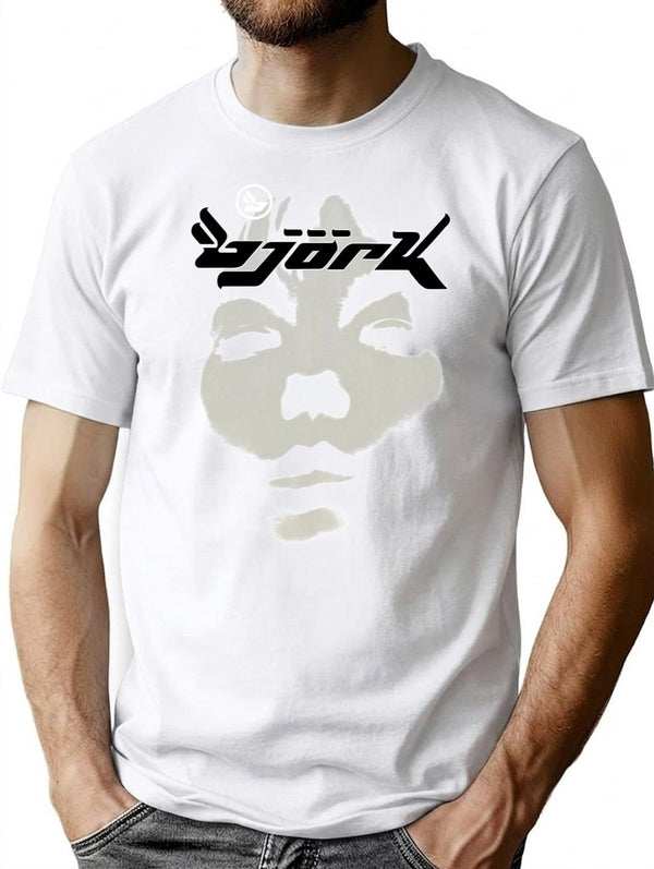 Bjork Homogenic Vintage Face Logo (Black White) T-Shirt for Men & Women, T-Shirts Graphic Tee - White