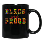Black And Proud African Kente Background Black Coffee Mug - Black