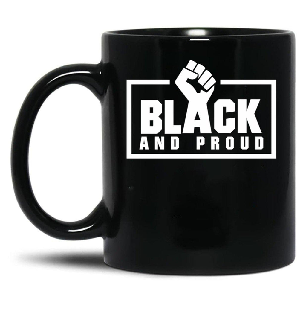 Black And Proud Fist Black Coffee Mug