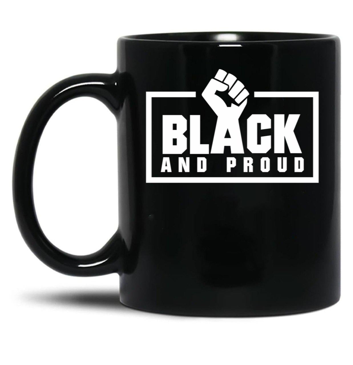 Black And Proud Fist Black Coffee Mug