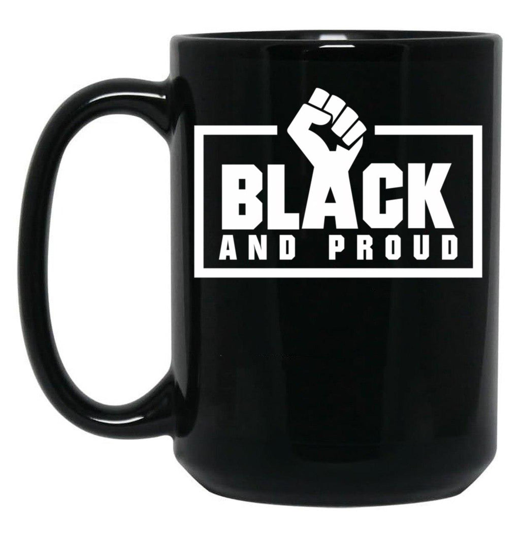 Black And Proud Fist Black Coffee Mug