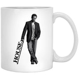 Black And White House Md Leaning With Cane House Text White Coffee Mug, Gift Coffee Mug - Black
